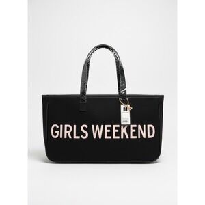 Black canvas‎ Leather Tote Girls Weekend